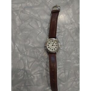 Watch‎ It Quartz Analog White Face Brown Leather Band Men's Wristwatch